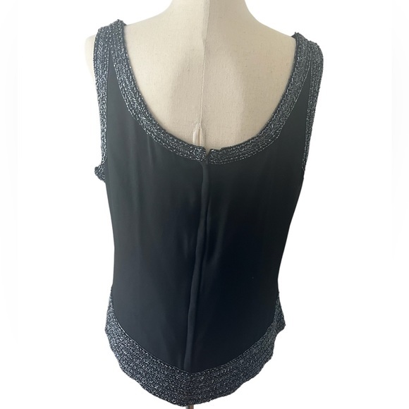 JKara New York Black Sleeveless Beaded Blouse w Sheer Matching long jacket VTGE - Picture 5 of 10